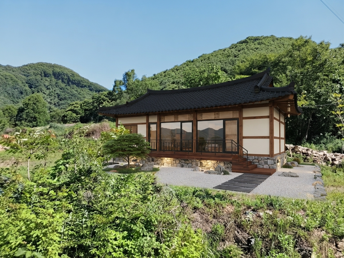 약 8평 노후 시골집 모던 한옥 리모델링 후 예상 외관 이미지