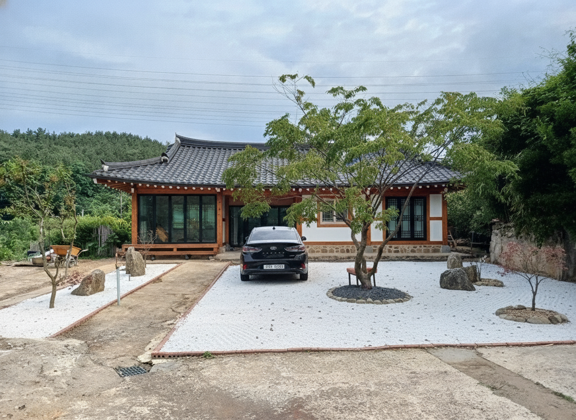 약 25평 노후 시골집 모던 한옥 리모델링 후 예상 외관 이미지
